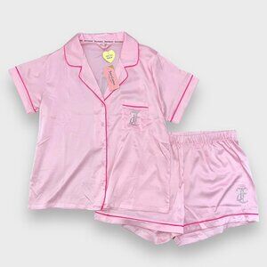 Y2K Juicy Couture Satin Pink Diamond Pajama Set
